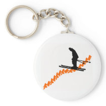 Ski Orange Scooped Key Chain