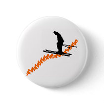 Ski Orange Scooped Pinback Buttons