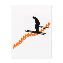 Ski Orange Scooped Post Cards
