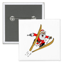 Ski Santa Pinback Buttons