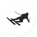 ski skiing downhill skier round sticker