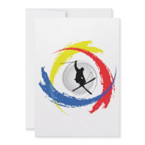 Ski Tricolor Emblem Personalized Invitations