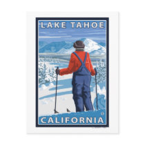 Skier Admiring - Lake Tahoe, California Postcard