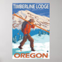 Skier Carrying Snow Skis - Timberline Lodge, OR posters