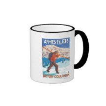 Skier Carrying Snow Skis - Whistler, BC Canada Coffee Mug