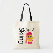 Skiing Chick Canvas Bags