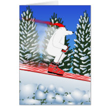 Skiing Polar Bear Card