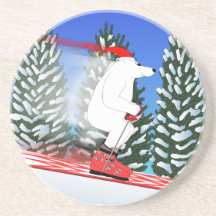 Skiing Polar Bear Drink Coaster