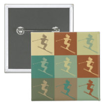 Skiing Pop Art Pins