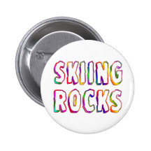 Skiing Rocks Pinback Buttons