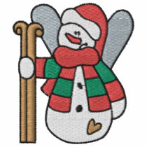 Skiing Snowman Embroidered Shirt