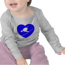 Skiing White on Blue Heart 200dpi T Shirt