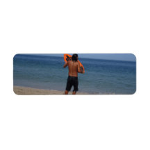 Skimboarder Contemplation Return Address Label