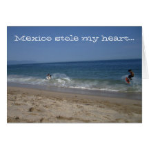 Skimboarders in the Surf; Mexico Souvenir Card