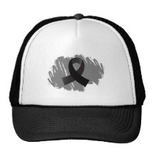 Skin Cancer Black Ribbon With Scribble Mesh Hats
