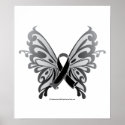Skin Cancer Butterfly Ribbon posters