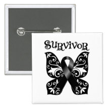 Skin Cancer Butterfly Survivor Button