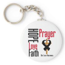 Skin Cancer Hope Love Faith Prayer Cross Keychains