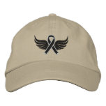 Skin Cancer Ribbon Wings Embroidered Hats