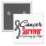 Skin Cancer Survivor Awareness Journey Ribbon Pinback Buttons