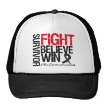 Skin Cancer Survivor Fight Believe Win Motto Hat