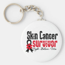 Skin Cancer Survivor Flower Ribbon Key Chain