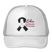 Skin Cancer Survivor Flower Ribbon Trucker Hat