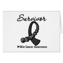 Skin Cancer Survivor Gemstone Ribbon Greeting Card