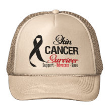 Skin Cancer Survivor Grunge Ribbon Trucker Hats