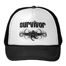 Skin Cancer Survivor Grunge Winged Emblem Mesh Hats
