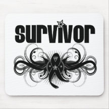 Skin Cancer Survivor Grunge Winged Emblem Mousepad