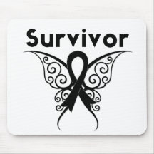 Skin Cancer Survivor Tribal Butterfly Mousepads