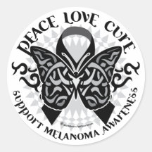 Skin Cancer Tribal Butterfly 2 Stickers