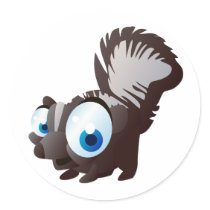 Skippy The Skunk Round Sticker