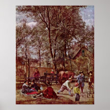 Skittle Players outside an Inn. by Jan Steen Print