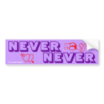 SKO NEVER SAY NEVER Purple + Hearts Bumper Sticker bumper stickers