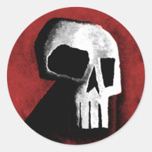Skull 15-Red Round Stickers