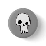 Skull 16-Grey Pinback Buttons