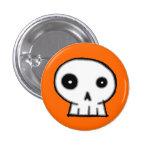 Skull 9-Orange Pinback Button