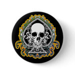 SKULL ACE OF SPADES PINBACK BUTTONS