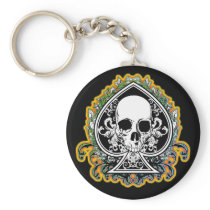 SKULL ACE OF SPADES KEYCHAINS