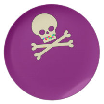 skull and bones dinner plate