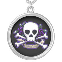 Skull and cross bones gothic necklace