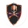 Skull and cross bones shield round stickers
