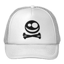 Skull and Crossbones. Black and White. Trucker Hats