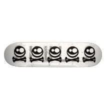 Skull and Crossbones. Black and White. Skateboard