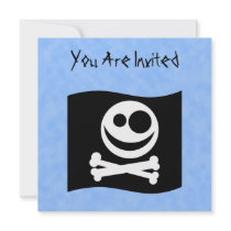Skull and Crossbones Flag. Black and White. Custom Invitation