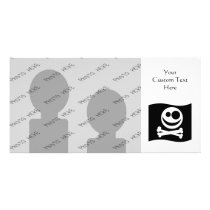 Skull and Crossbones Flag. Black and White. Customized Photo Card
