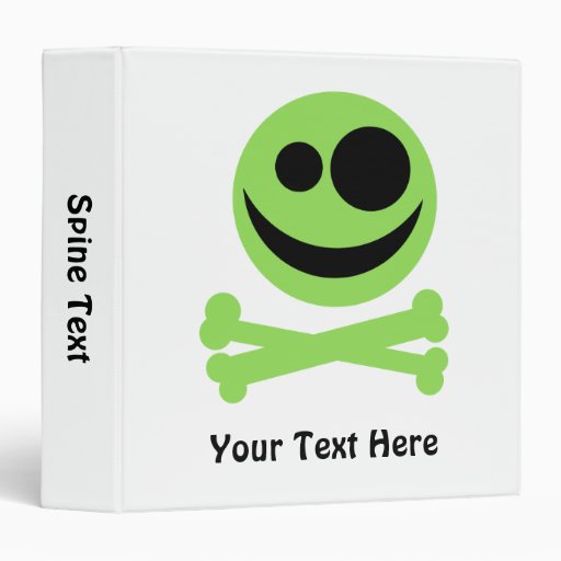 Skull and Crossbones. Green and Black. Vinyl Binder