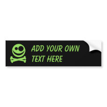 Skull and Crossbones. Green and Black. Bumper Stickers